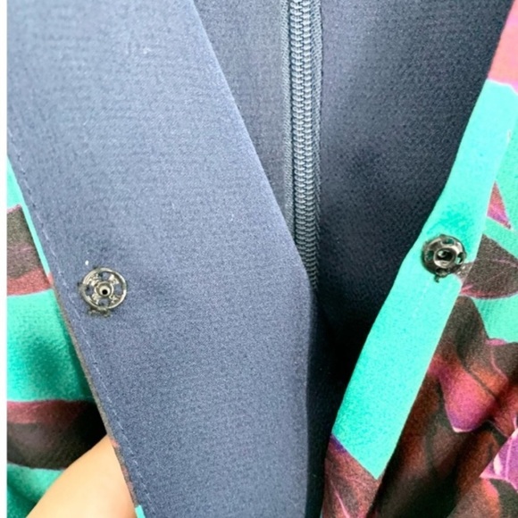 Delfi collective Isla Teal Magenta Floral Ruched long sleeve Mini Dress - Picture 10 of 11